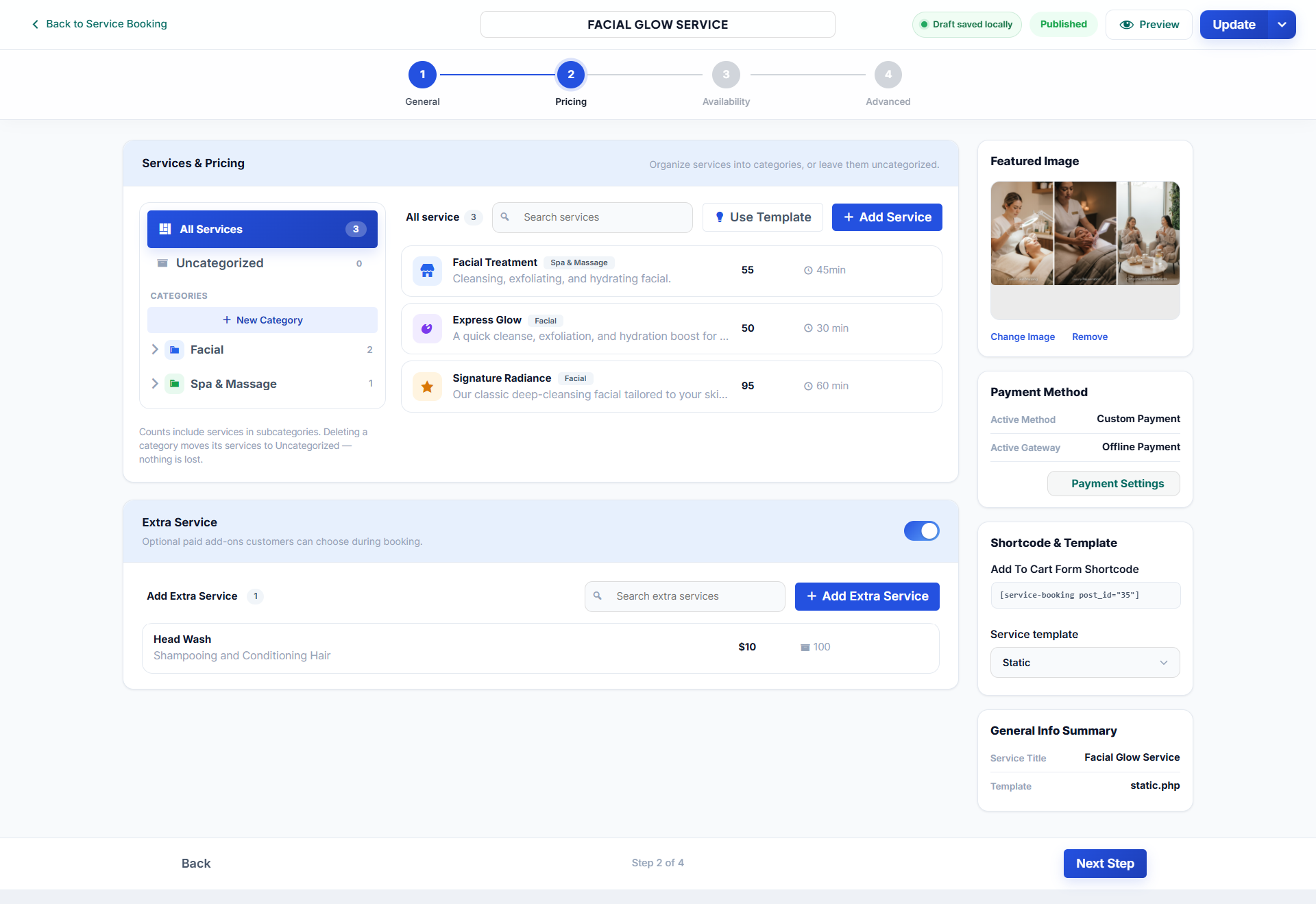 Add Service wizard step 1: General settings
