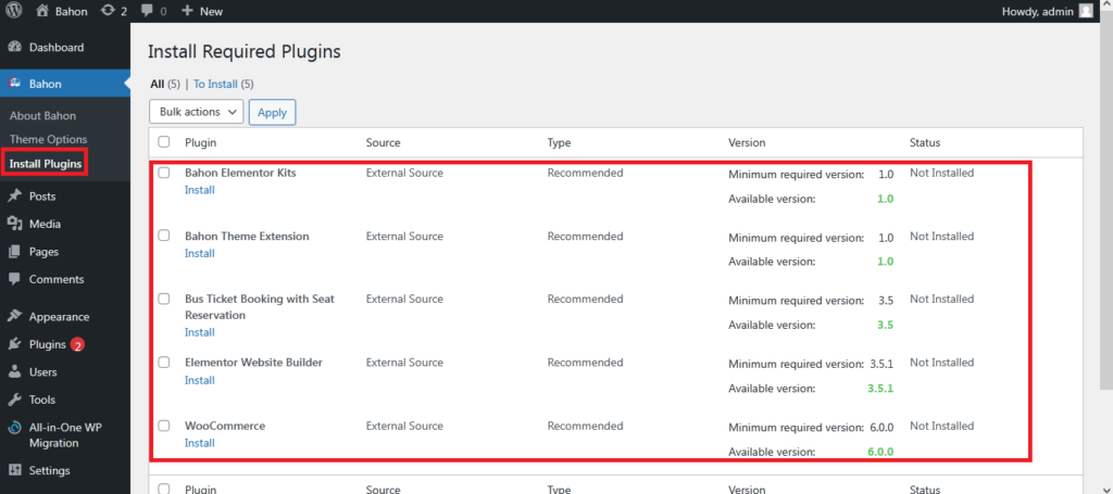 Plugin Installation Documentation Bahon