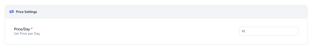 Price Settings field in the Pricing tab