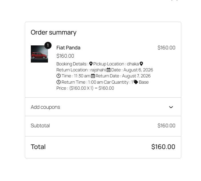 WooCommerce order summary at checkout